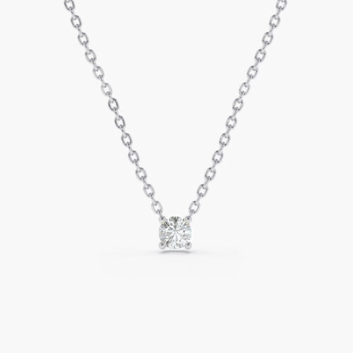 Minimalist Jewelry Solitaire Diamond Silver Necklace