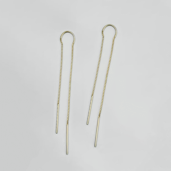 Pull Through Long Chain Threader Earrings in Silver - Image 2