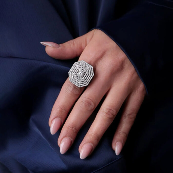 CZ Cluster Ring in 18k Gold Plated Sterling Silver - Image 2