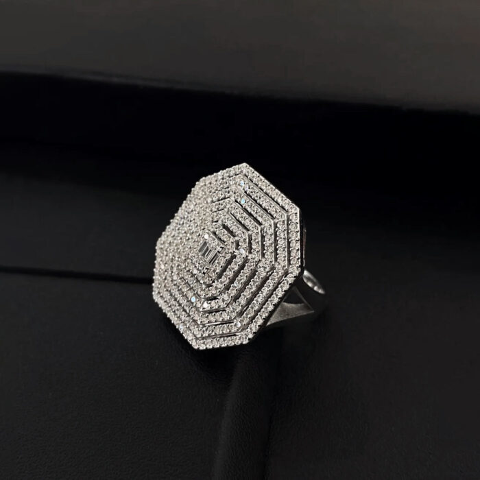 CZ Cluster Ring in 18k Gold Plated Sterling Silver - Image 4