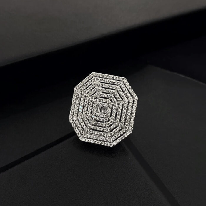 CZ Cluster Ring in 18k Gold Plated Sterling Silver - Image 5