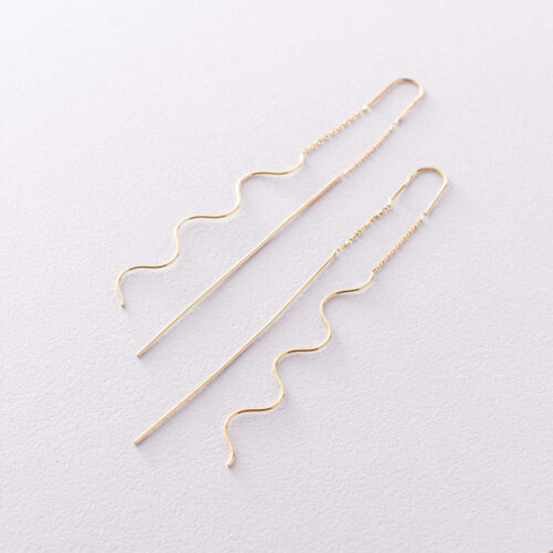 Earrings for Women Pull Through Chain and Curved Wire