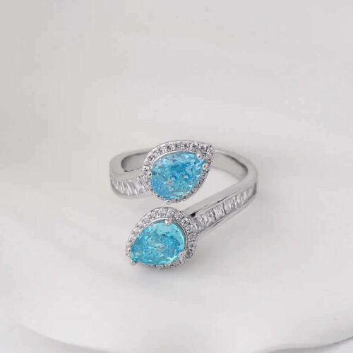 Drop Cut Sky Blue Stone Ring in 925 Sterling Silver