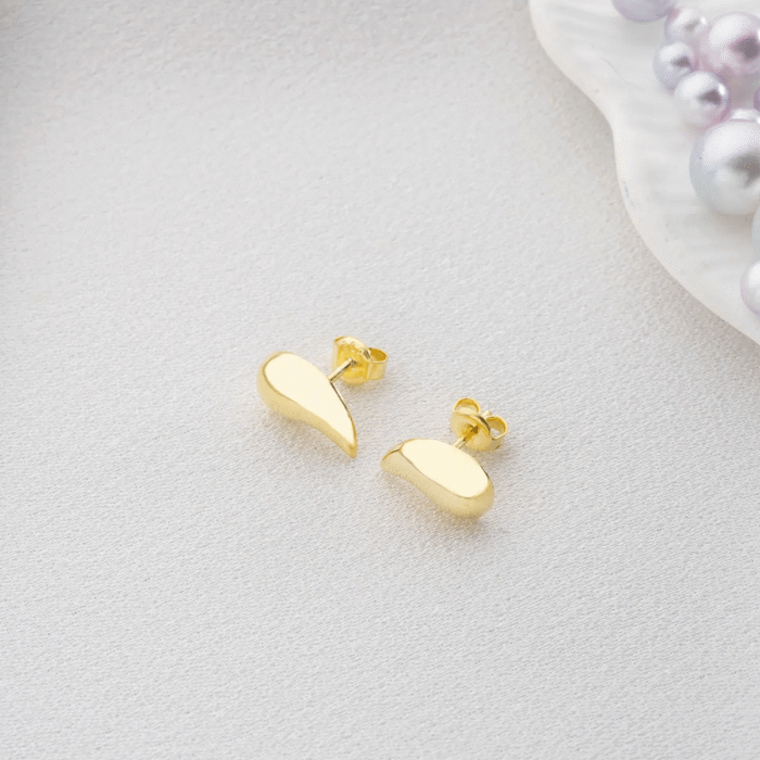 Yellow Gold Climber Earrings 925 Silver Drop Studs - Image 3