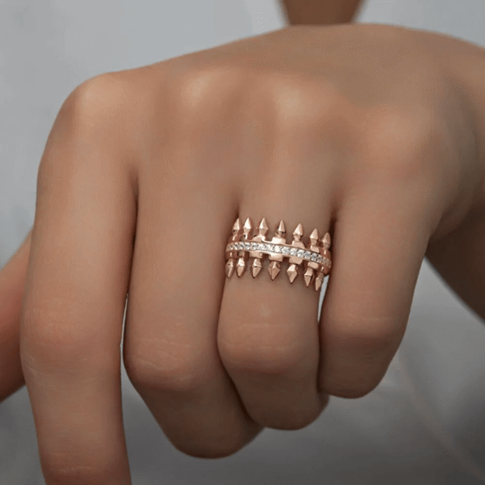Spike Ring with Pave Zircon Trendy Silver Jewelry - Image 2
