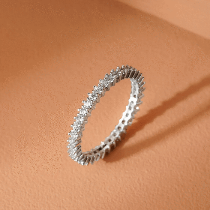 Single Row Mixed Colors Zircon Stone Eternity Silver Ring - Image 15
