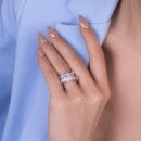 Zircon Stone Spiral Cocktail Ring in Sterling Silver