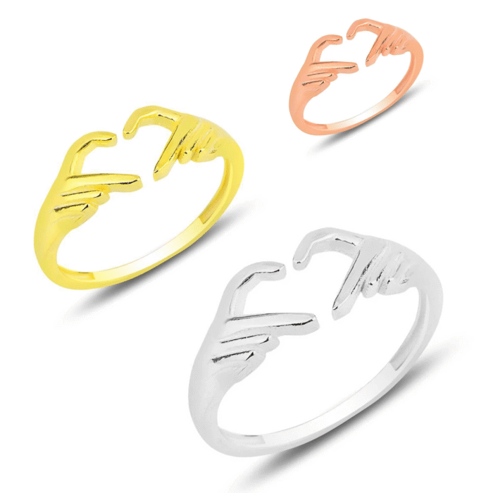 Hand Heart Gesture Ring 925K Silver Creative Jewelry - Image 6
