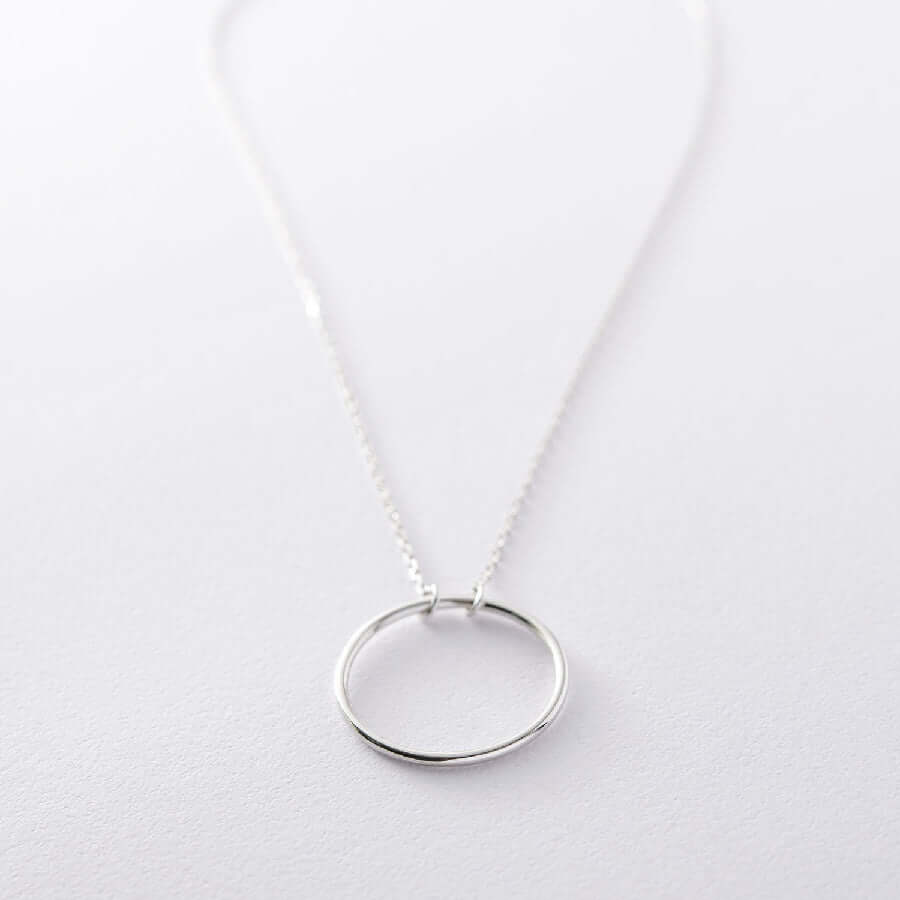 Silver Choker Necklace with Open Circle Charm Bridesmaid Gift - Image 3