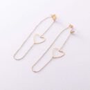 Long Chain Studs Heart Charm Dangling Earrings Silver Jewelry