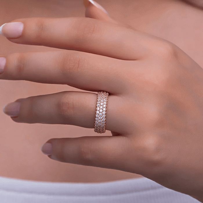 CZ Eternity Band Ring Sterling Silver Classic Jewelry - Image 7