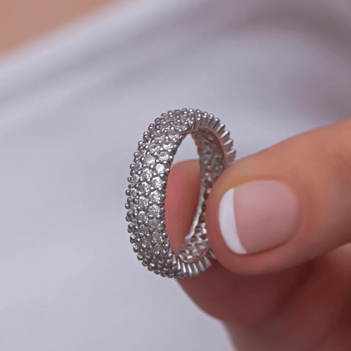 CZ Eternity Band Ring Sterling Silver Classic Jewelry - Image 11