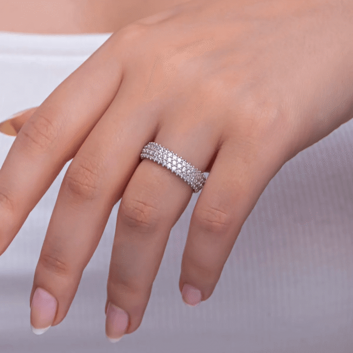 CZ Eternity Band Ring Sterling Silver Classic Jewelry - Image 12