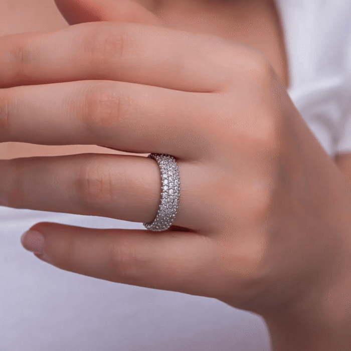 CZ Eternity Band Ring Sterling Silver Classic Jewelry - Image 13